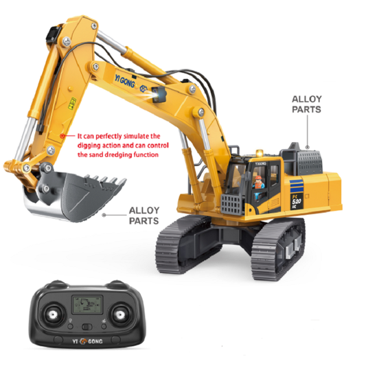 YI GONG 970 520 RC Excavator 1/50 Scale – 2.4GHz Alloy Track Model with Functional Boom, LED Lights & Sound