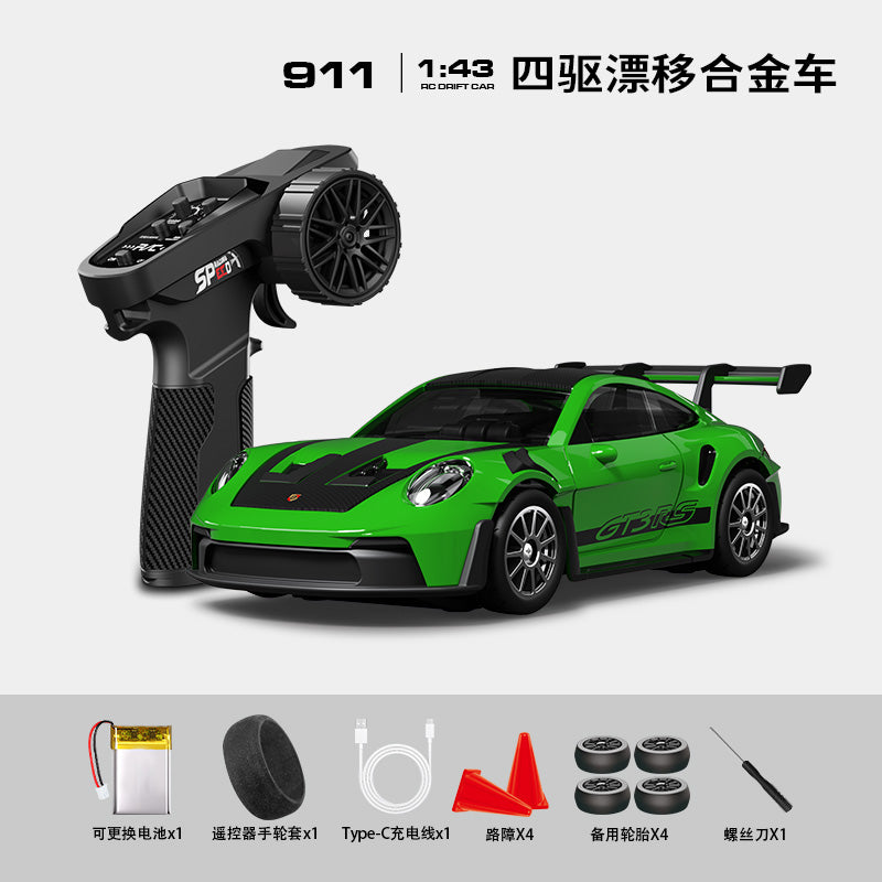 HStar D43-01Q 1/43 Scale 4WD Alloy RC Drift Car Porsche 911 with Gyro & LED Lights