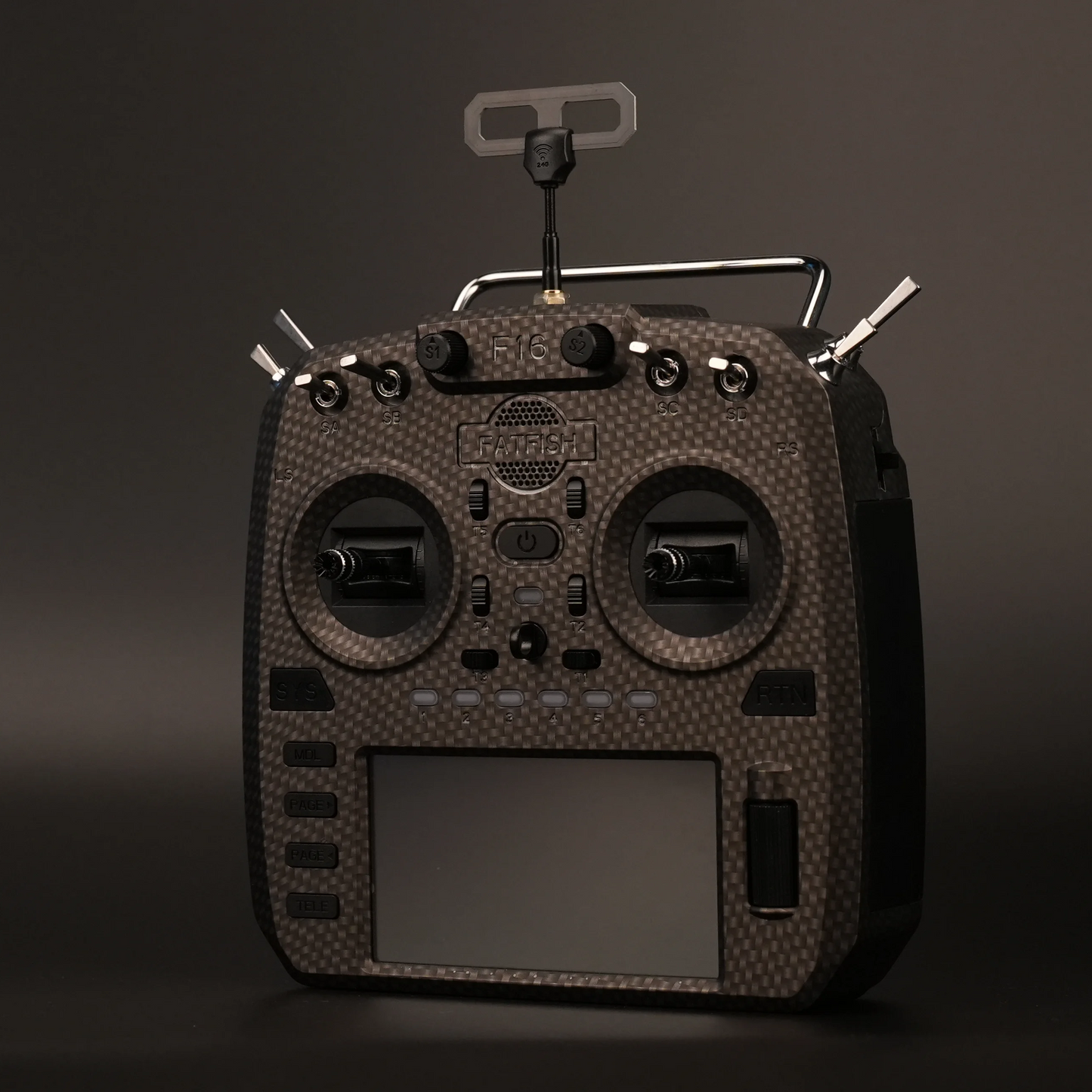 Fatfish F16 16-Channel Radio Transmitter with EdgeTX, Built-in ELRS, and 4.3" High-Brightness Display Hall Gimbal