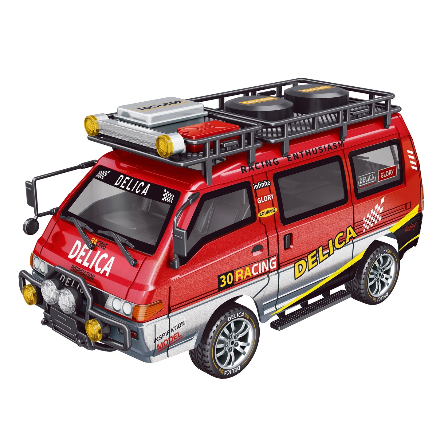 JXC Delica 1:24 RWD RC Car – Full Proportional 2WD Control, LED Headlights, 50 Min Run Time, Safety-Protected Battery