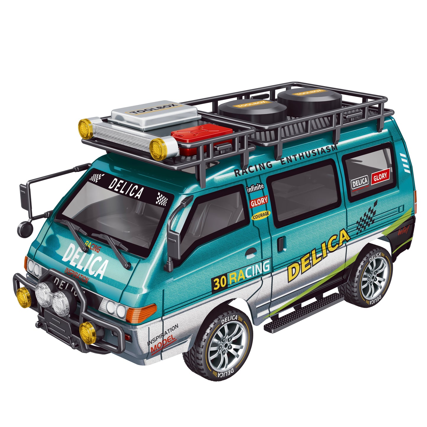 JXC Delica 1:24 RWD RC Car – Full Proportional 2WD Control, LED Headlights, 50 Min Run Time, Safety-Protected Battery