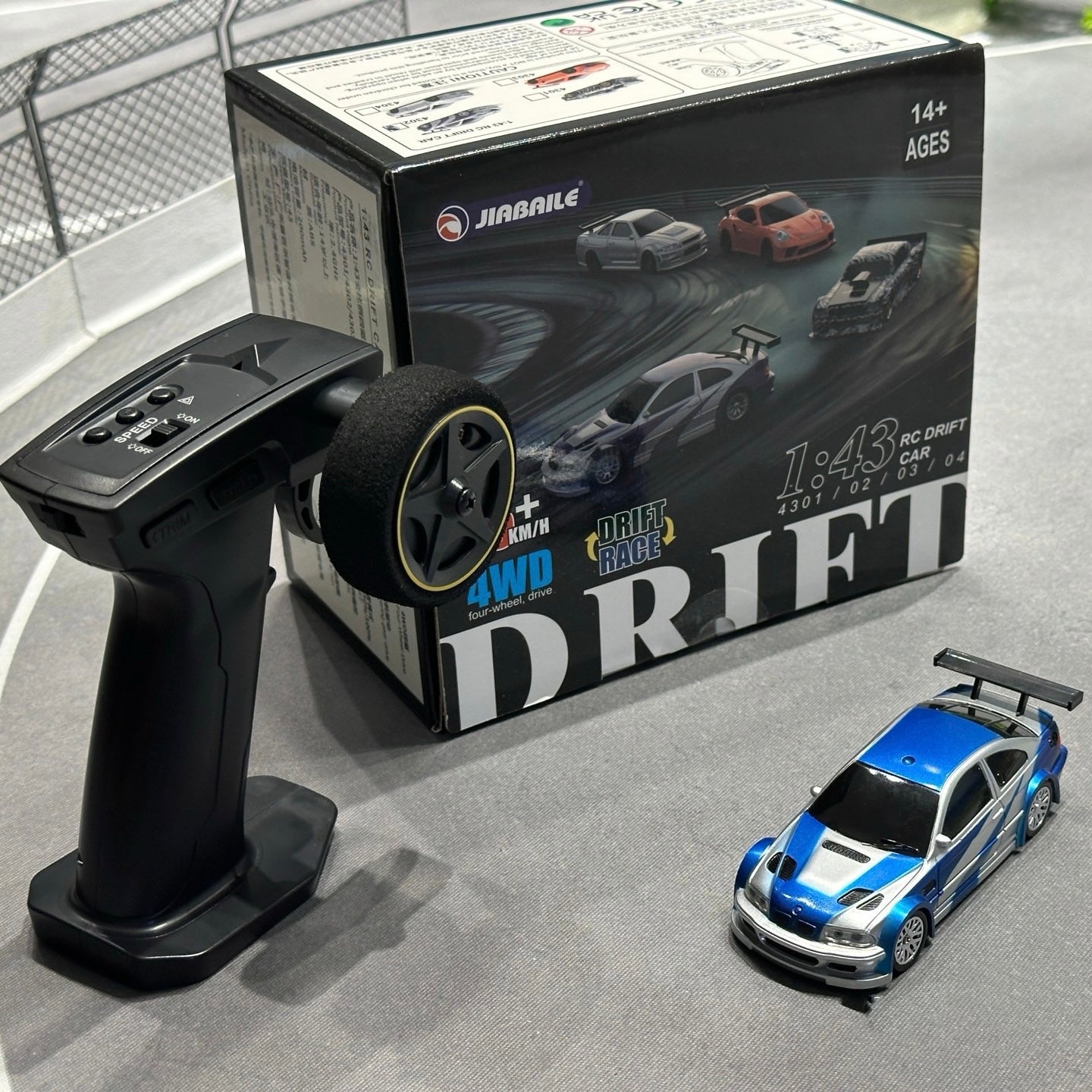 Jiabaile 1/43 Scale RC Drift Car - 4WD Fully Proportional Mini RC Car RTR