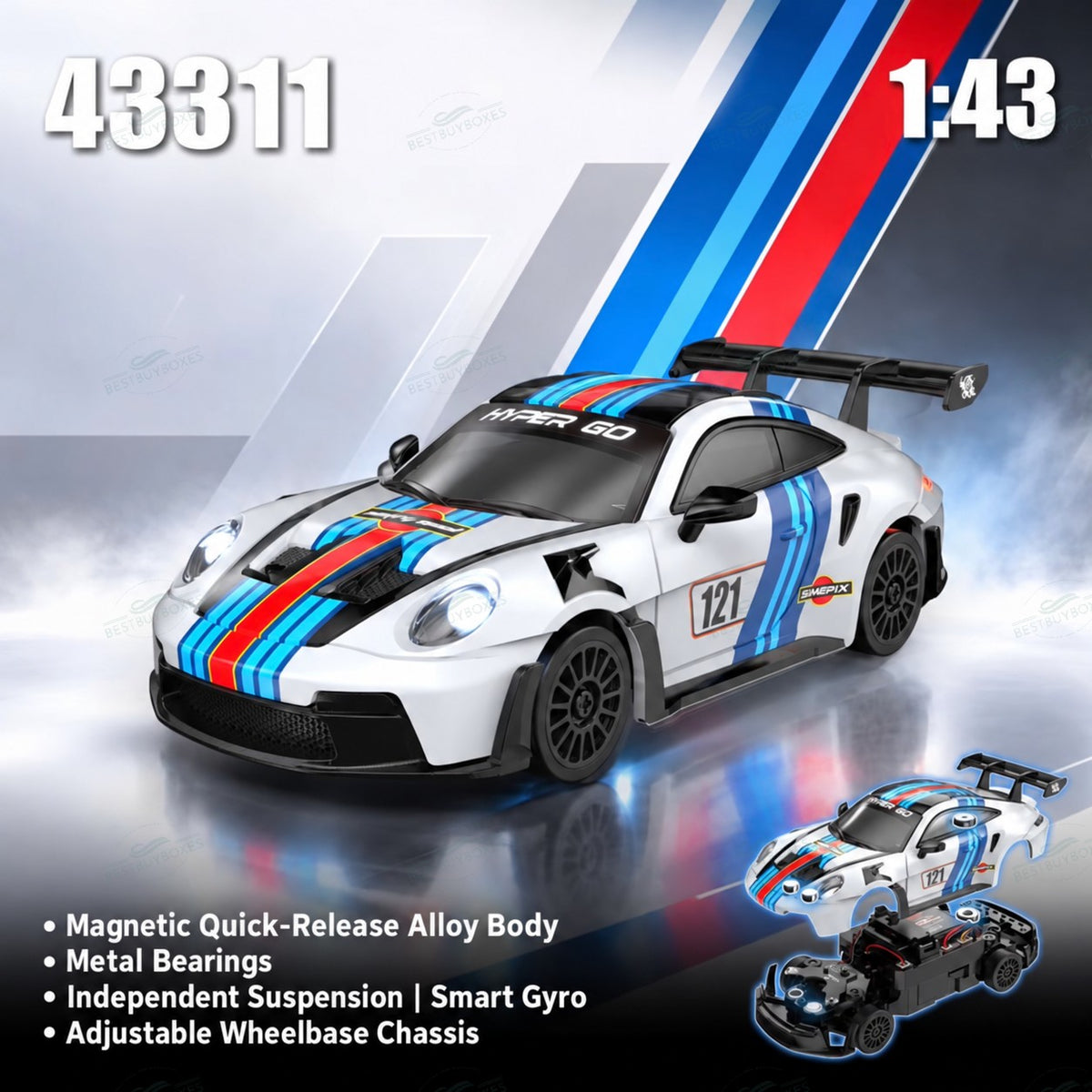 MJX Hyper Go 43311 1/43 Mini RC Drift Car with Gyro & Magnetic Alloy Body