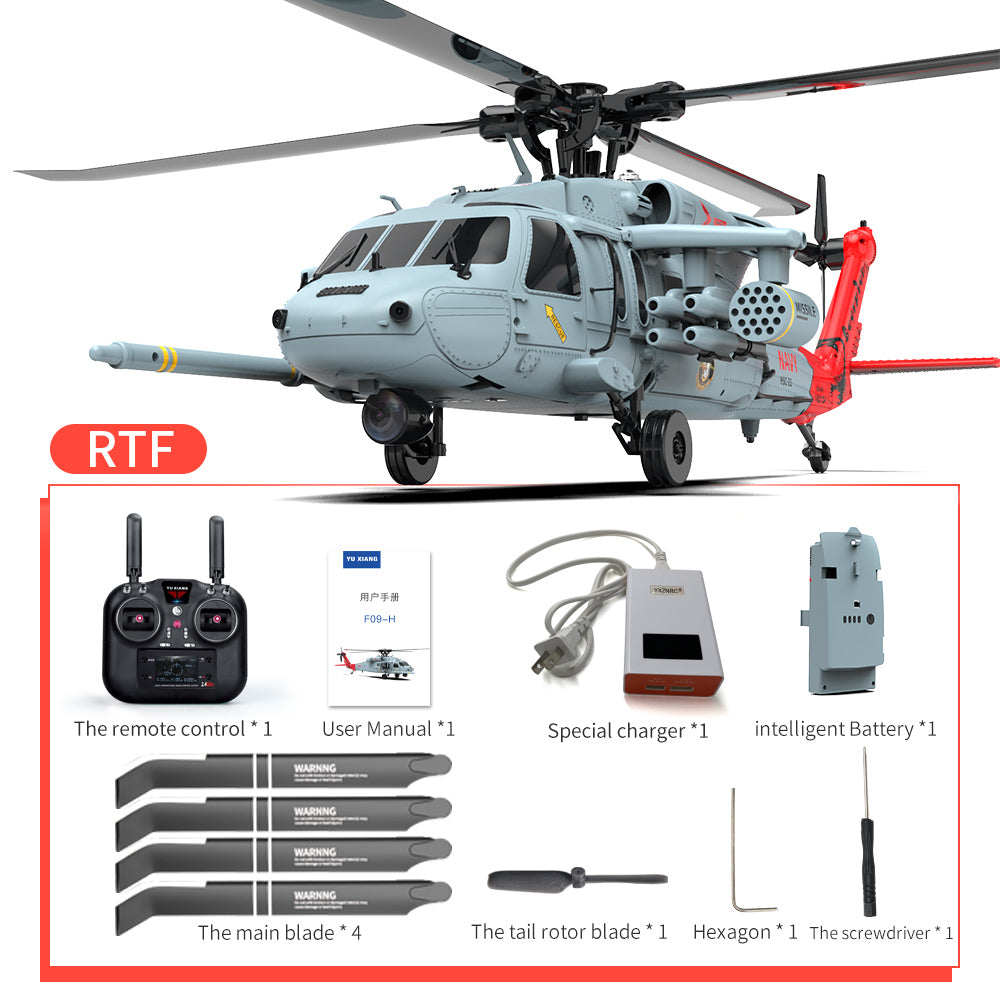 YUXIANG YXZNRC F09-H SH60 Seahawk 1/47 Scale GPS Flybarless FPV RC Helicopter - Realistic Military Simulation - RTF