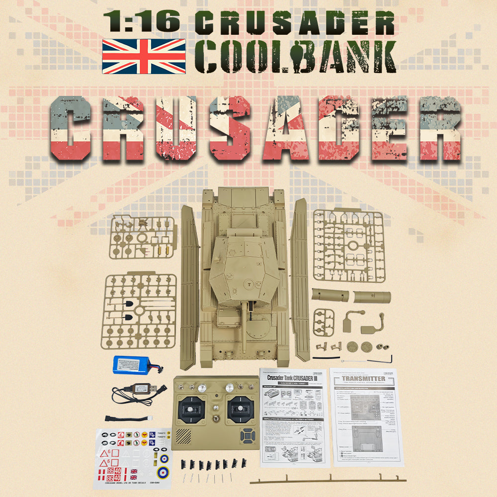 CoolBank G2078 1/16 British Crusader RC Tank – 360° Turret, Dual-Speed, Smoke & Sound Effects
