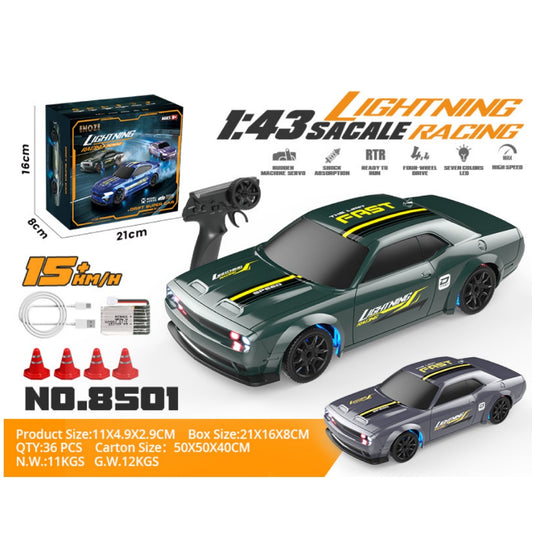 ENOZE 8500/8501/8502/8503 1:43 Scale RC Drift Car – 4WD Fully Proportional Control, LED Lights, USB Rechargeable
