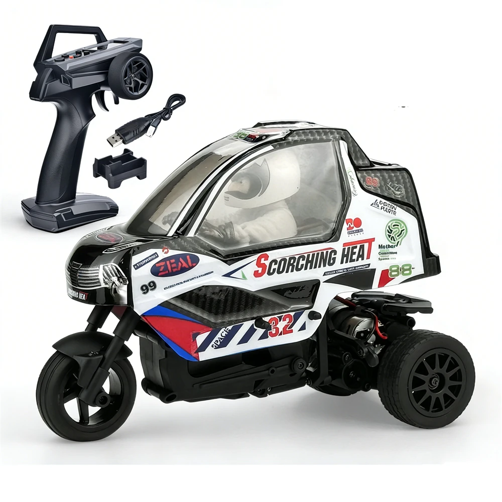 Geeks X801 1/8 RTR RC Tricycle Motorcycle 2.4GHz RWD Drift Bike – 25km/h, 50min Runtime, LED Lights