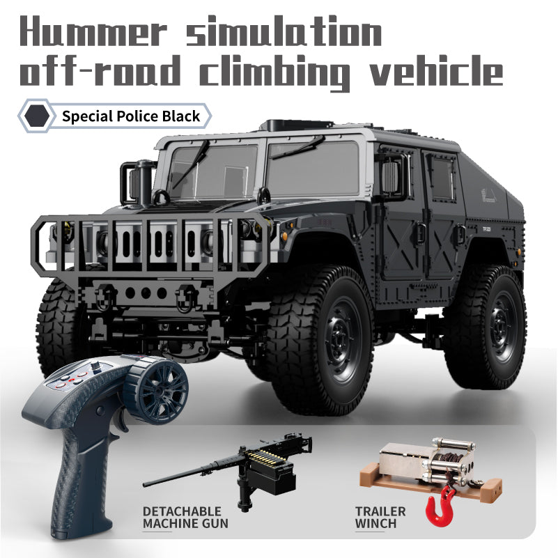 JJRC C8835 Hummer Military Jeep 1/12 Scale RC Crawler – Mounted Machine Gun / LED Lights / Winch Ready / 17g Servo