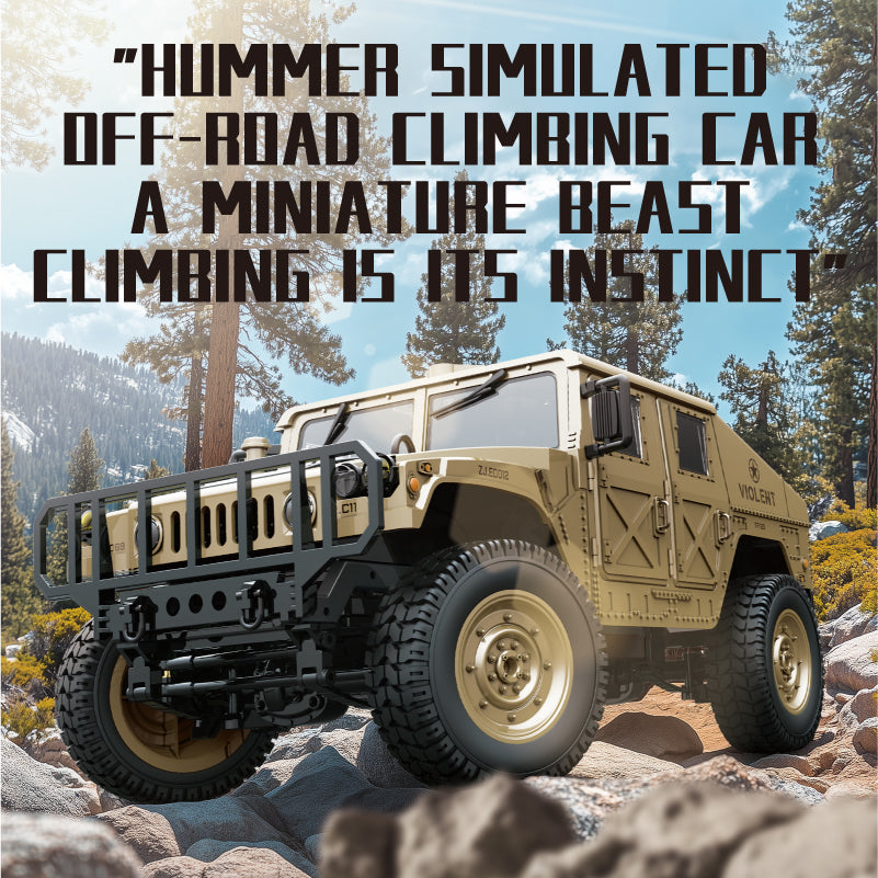 JJRC C8835 Hummer Military Jeep 1/12 Scale RC Crawler – Mounted Machine Gun / LED Lights / Winch Ready / 17g Servo