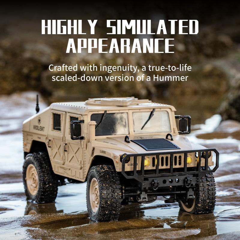 JJRC C8835 Hummer Military Jeep 1/12 Scale RC Crawler – Mounted Machine Gun / LED Lights / Winch Ready / 17g Servo