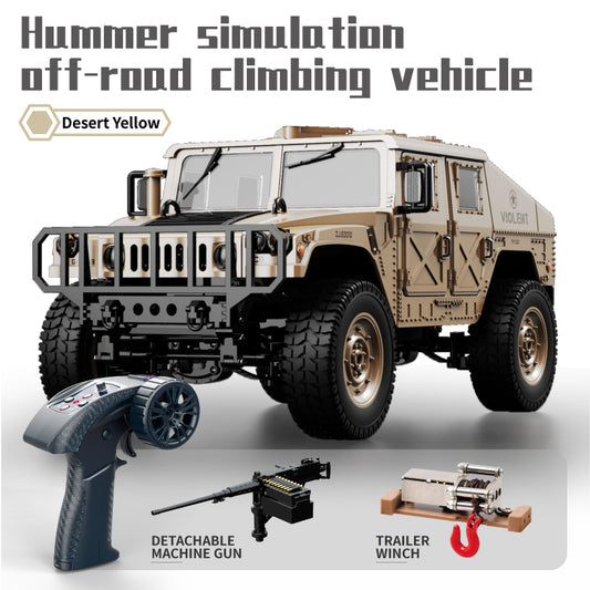 JJRC C8835 Hummer Military Jeep 1/12 Scale RC Crawler – Mounted Machine Gun / LED Lights / Winch Ready / 17g Servo
