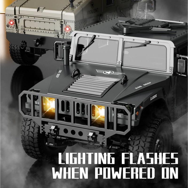 JJRC C8835 Hummer Military Jeep 1/12 Scale RC Crawler – Mounted Machine Gun / LED Lights / Winch Ready / 17g Servo