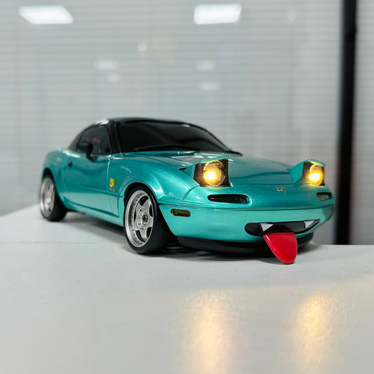 LDRC LD1804 Mazda MX-5 Miata NA 1/18 RC Drift Car w/ Gyro, LED Pop-Up Lights, RWD, 2.4GHz – Official Licensed