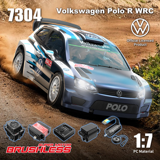 MJX Hyper Go 7304 1/7 Scale Volkswagen Polo R WRC RC Rally Car – 4S Brushless, 60km/h, Official Licensed Body