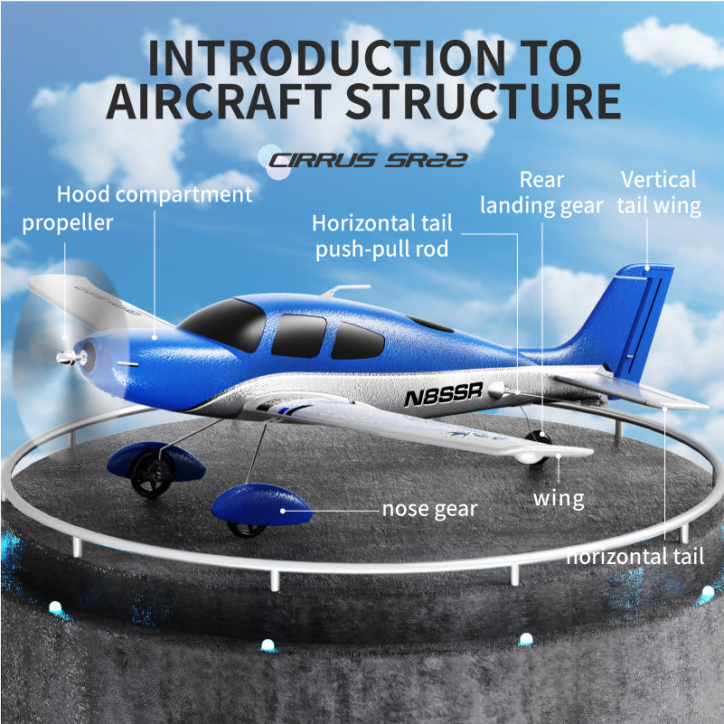 Qidi A580 Cirrus SR22 4CH RC Airplane – 52cm Wingspan, Brushless Motor, RTF/BNF Options