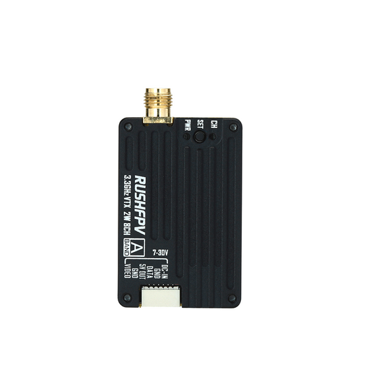 RUSHFPV 3.3GHz 2W Video Transmitter with Circular Polarized Antenna for Long-Range Flights
