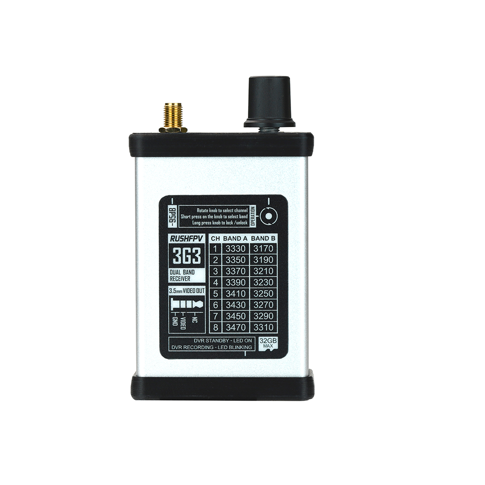 RUSHFPV 3.3GHz Video Receiver with DVR Option and High-Gain Directional Antenna