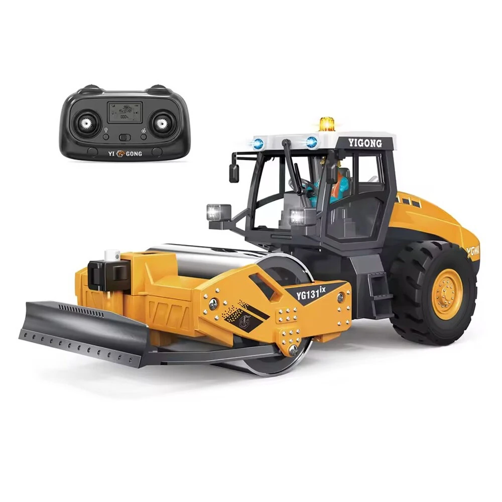 YI GONG YG131 RTR 1/50 2.4G RC Alloy Road Roller with Vibrating Drum, LED Lights & Sound