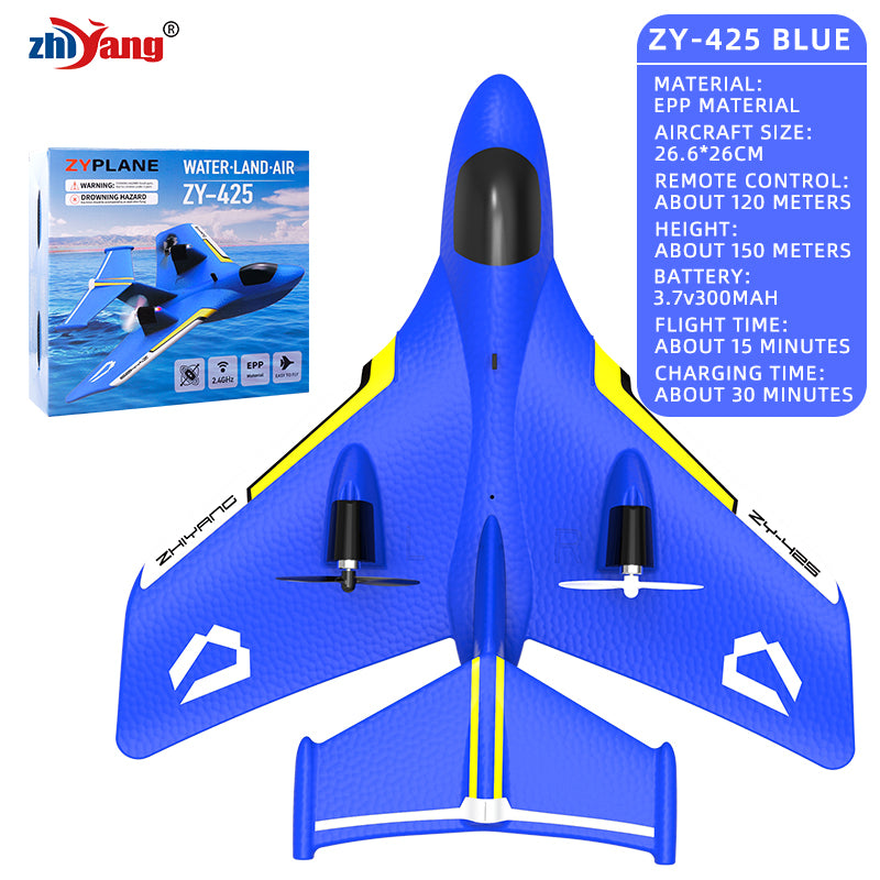 ZHIYANG ZY-425 3-in-1 RC飛行機 – 海、陸、空 | 2.4GHz 260mm EPP RTF、LEDライト付き
