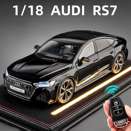 1:18 Scale Licensed Audi RS7 Die-Cast Model Car – Remote Key & Rechargeable Lights & Sounds (Static Mode)