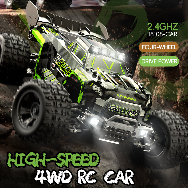 SUCHIYU/SCY LH-18108 1/18 Scale RC Monster Truck, 4WD, High-Speed, LED Lights, Metal Gears, Red/Green