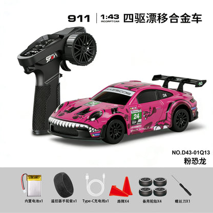 HStar D43-01Q 1/43 Scale 4WD Alloy RC Drift Car Porsche 911 with Gyro & LED Lights