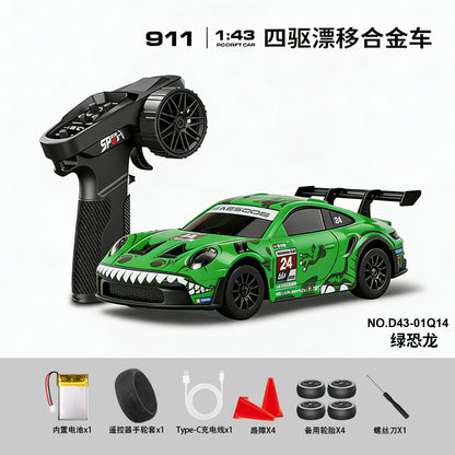 HStar D43-01Q 1/43 Scale 4WD Alloy RC Drift Car Porsche 911 with Gyro & LED Lights