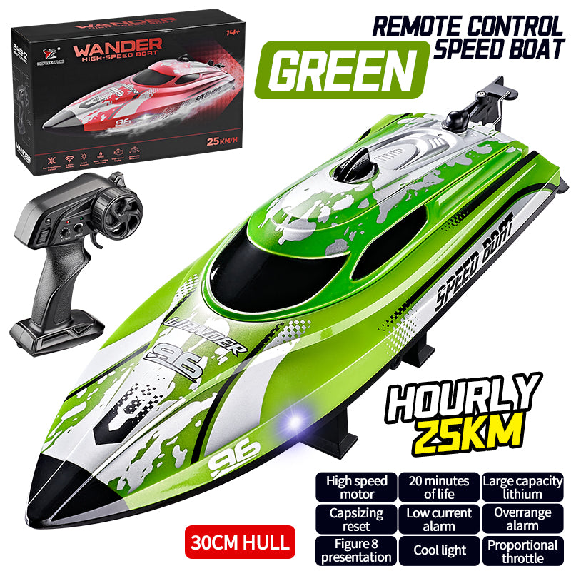 Hongxunjie HJ820 RC Boat – 25KM/H Speed, LED Lights & Anti-Capsizing