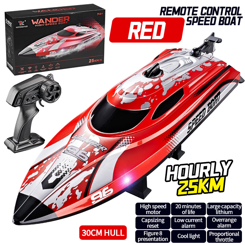 Hongxunjie HJ820 RC Boat – 25KM/H Speed, LED Lights & Anti-Capsizing