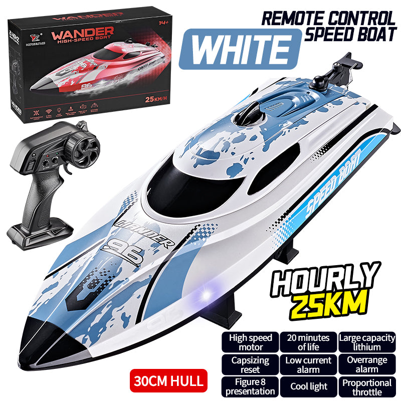 Hongxunjie HJ820 RC Boat – 25KM/H Speed, LED Lights & Anti-Capsizing