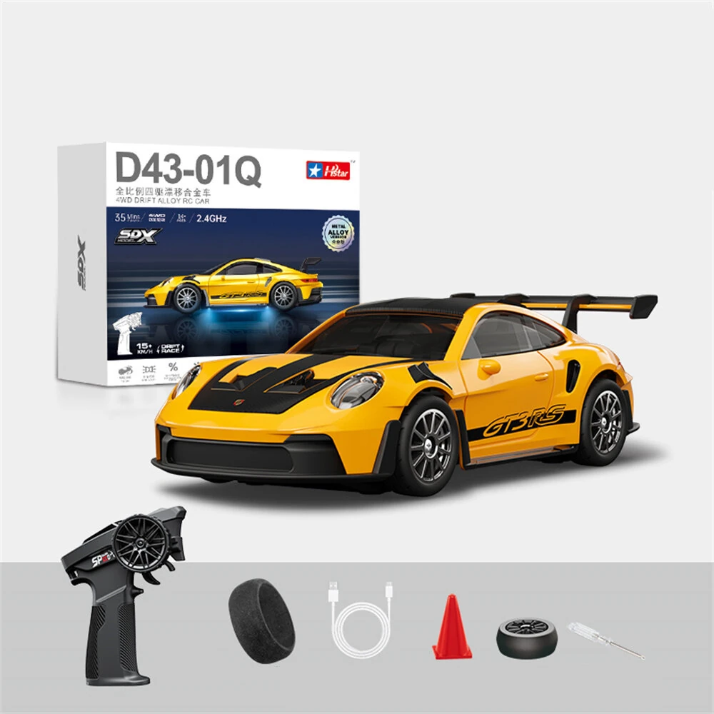 HStar D43-01Q 1/43 Scale 4WD Alloy RC Drift Car Porsche 911 with Gyro & LED Lights