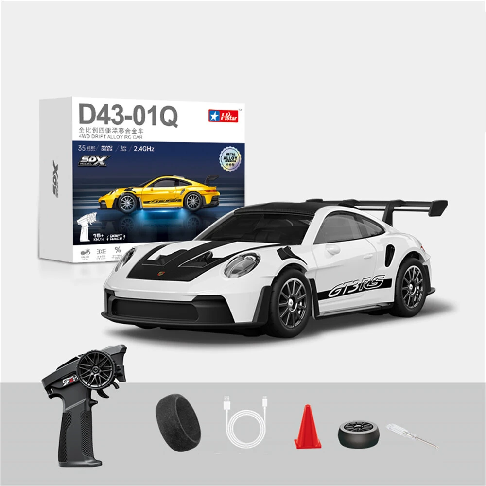 HStar D43-01Q 1/43 Scale 4WD Alloy RC Drift Car Porsche 911 with Gyro & LED Lights