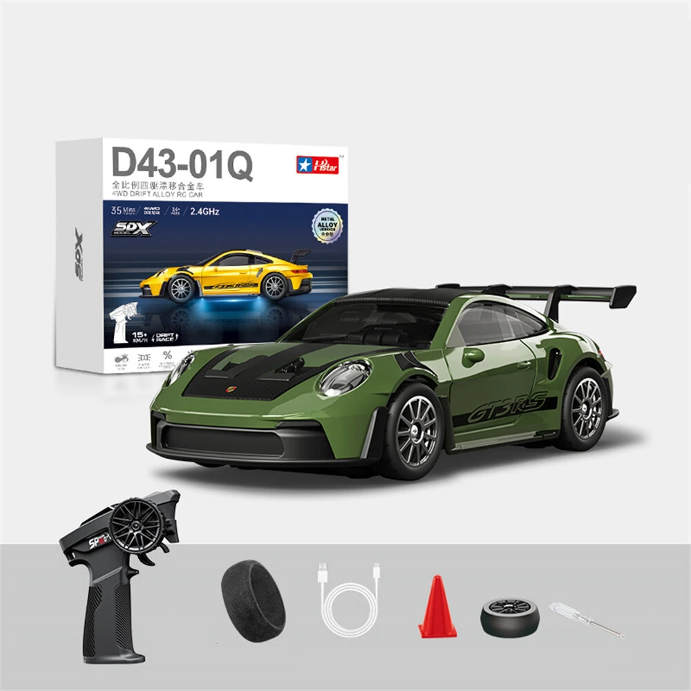 HStar D43-01Q 1/43 Scale 4WD Alloy RC Drift Car Porsche 911 with Gyro & LED Lights