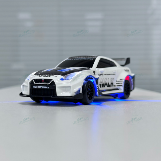 HStar D43-02Q 1/43 4WD Alloy RC Drift Car – GTR Edition with LED Lights & Gyro Stabilization