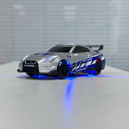 HStar D43-02Q 1/43 4WD Alloy RC Drift Car – GTR Edition with LED Lights & Gyro Stabilization
