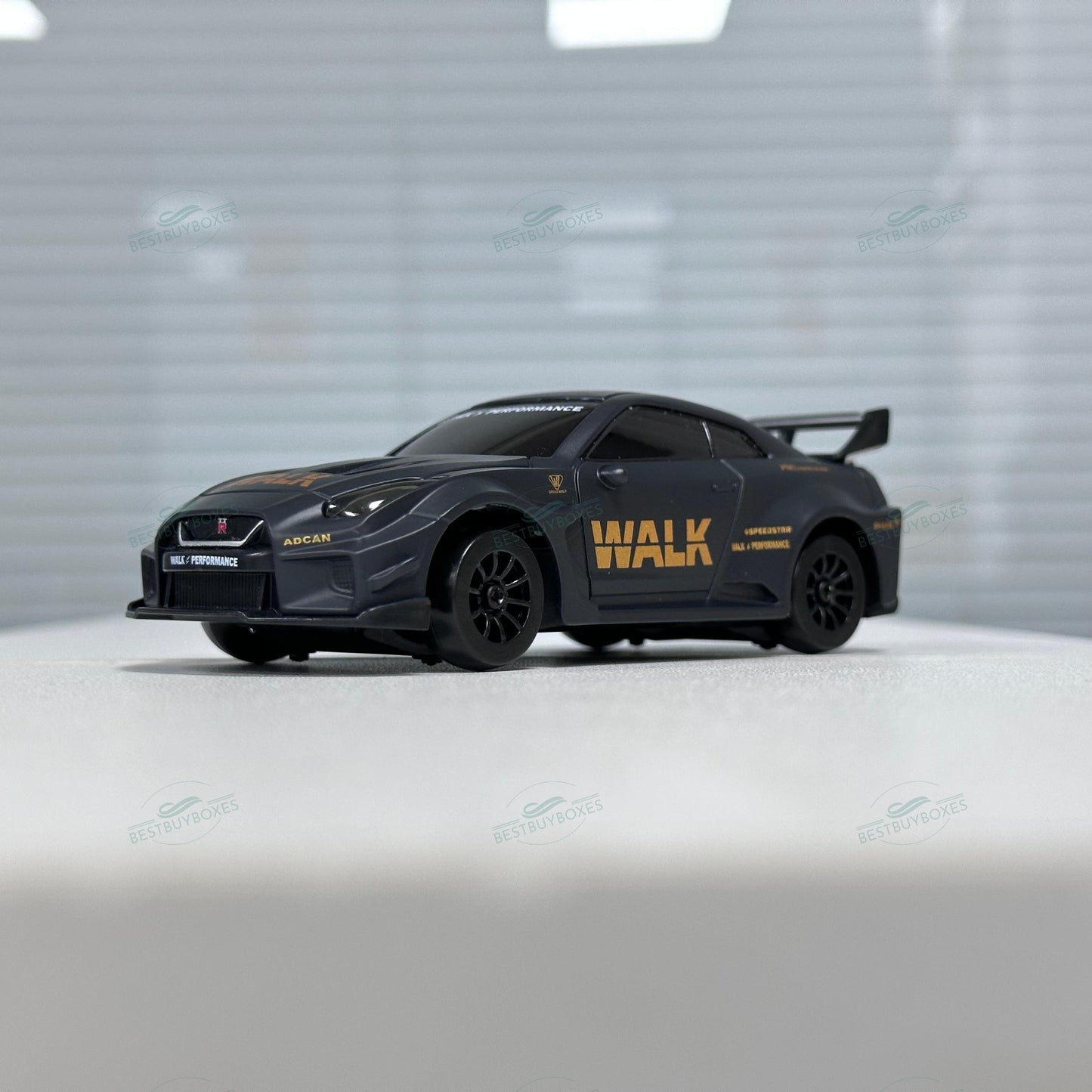 HStar D43-02Q 1/43 4WD Alloy RC Drift Car – GTR Edition with LED Lights & Gyro Stabilization