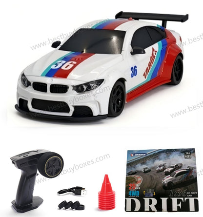 Mini RC drift car with LED headlights and taillights