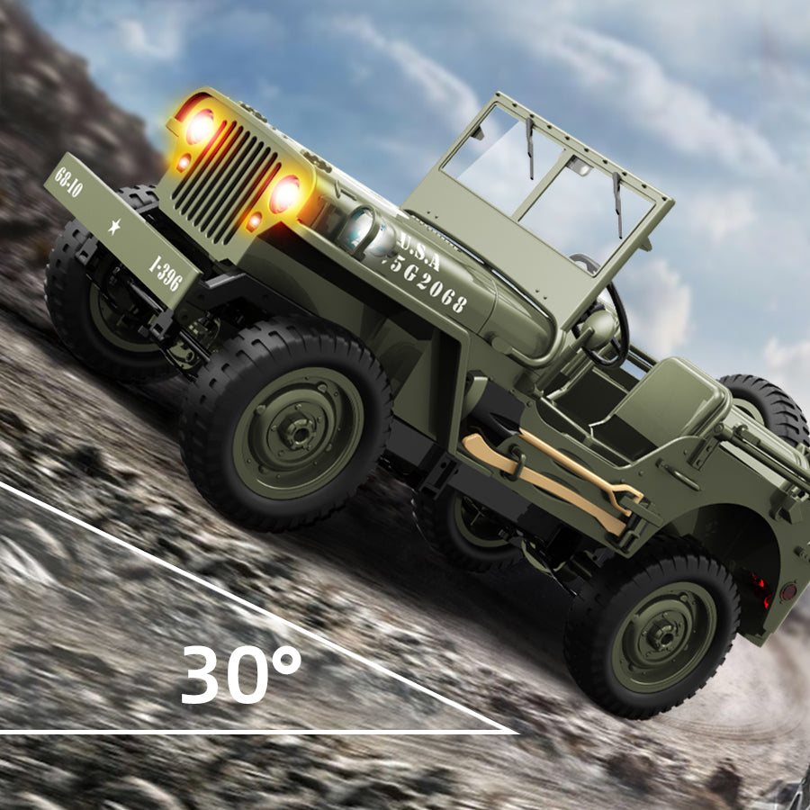 JJRC C8815 Willys Military Jeep 1/10 Scale RC Rock Crawler - 2.4GHz Remote Control, LED Lights, Optional Winch & Canopy Upgrades