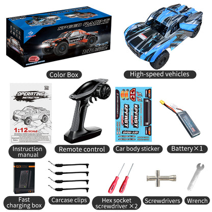 KFPlan KF17 1:12 Brushless RC Rally Truck – 3S Power, 60km/h Speed, All-Metal Drivetrain, LED Lights, JX Servo