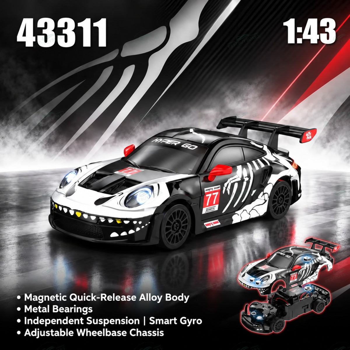 MJX Hyper Go 43311 1/43 Mini RC Drift Car with Gyro & Magnetic Alloy Body