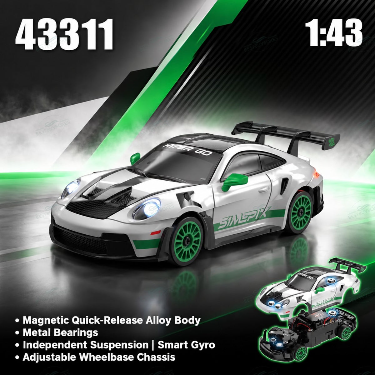 MJX Hyper Go 43311 1/43 Mini RC Drift Car with Gyro & Magnetic Alloy Body