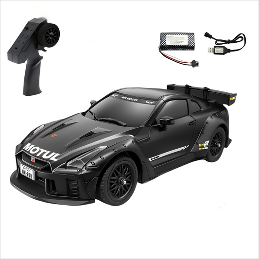 MNRC MN-268 1:16 Scale 2.4GHz RC Drift Car – GTR R35 with Gyro, Dual-Speed, LED Lights & Spare Tires