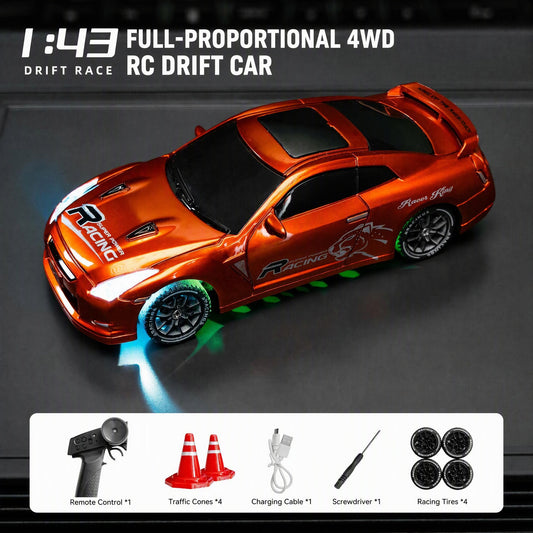 XZH PB079A/PB079B 1/43 4WD Mini RC Drift Car RTR with Gyro, LED Lights & Racing Tires