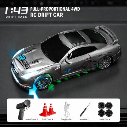 XZH PB079A/PB079B 1/43 4WD Mini RC Drift Car RTR with Gyro, LED Lights & Racing Tires