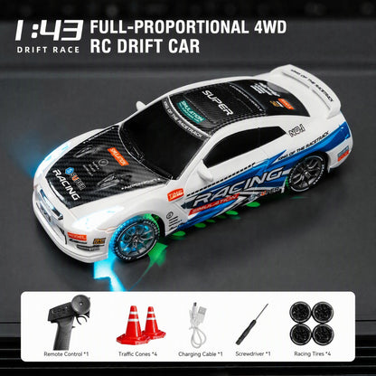 XZH PB079A/PB079B 1/43 4WD Mini RC Drift Car RTR with Gyro, LED Lights & Racing Tires