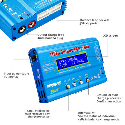 ZJchao RC Balance Charger, B6 80W Digital LCD Cargador De Equilibrio ZJchao RC Balance Charger, B6 80W Digital LCD Cargador De Equilibrio