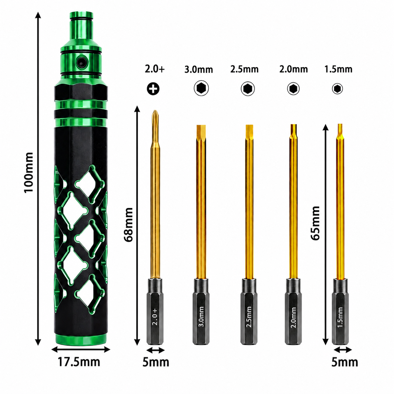BestBuyBoxes 5-in-1 RC Hex Driver Screwdriver Tool Kit – 1.5/2.0/2.5/3.0mm + Phillips for RC Cars, FPV Drones, Helicopters & Boats