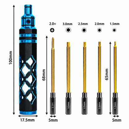BestBuyBoxes 5-in-1 RC Hex Driver Screwdriver Tool Kit – 1.5/2.0/2.5/3.0mm + Phillips for RC Cars, FPV Drones, Helicopters & Boats