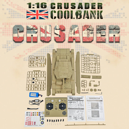 CoolBank G2078 1/16 British Crusader RC Tank – 360° Turret, Dual-Speed, Smoke & Sound Effects