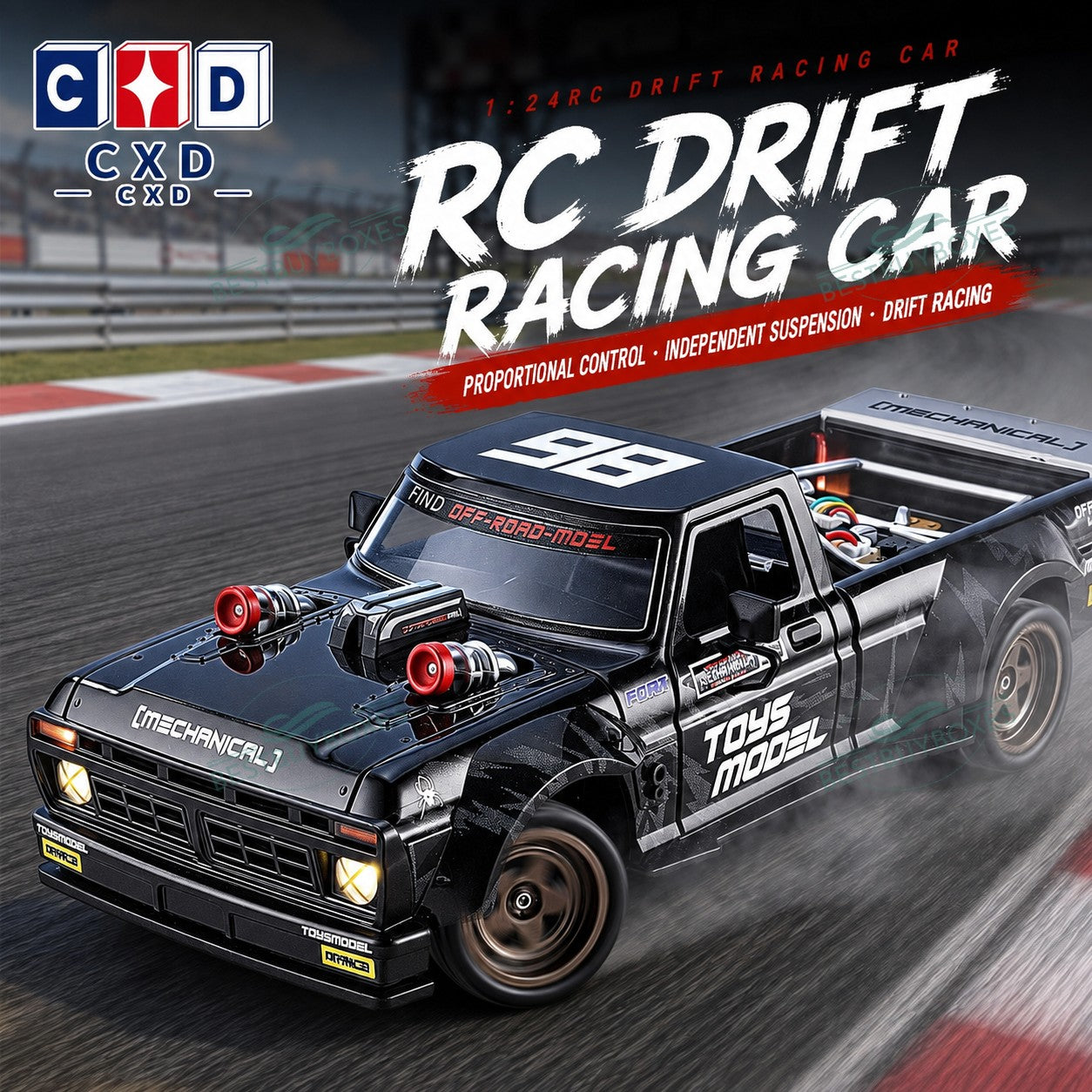 CXD 2401 1/24 4WD RC Drift Truck RTR with Gyro, LED Lights & 2.4GHz Proportional Control